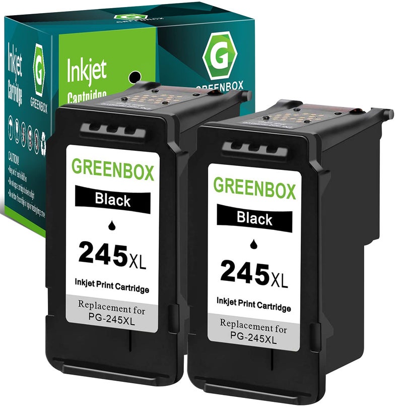 GREENBOX 245 245XL Black Ink Cartridge Replacement for Canon PG-245XL Ink Cartridges for PIXMA MX490 MX492 MG2522 TR4500 TR4520 TS3322 TS202 TS3122 MG2500 MG2922 MG2920 Printer Ink 245XL, 2 Pack - Image 1